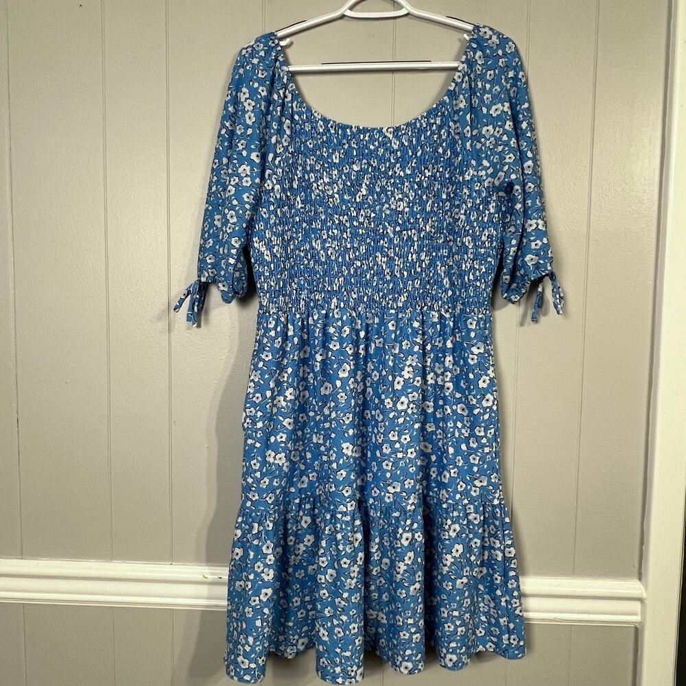 Cato Dress Women’s XL Blue Floral Smocked Tiered